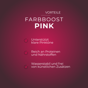 Leuchtendes Pink mit Farbboost-Effekt, klare Pinktöne, proteinreich und wasserstabil.